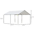 OUTSUNNY - Carport auvent pour voiture 5,95L x 2,90l x 2,60H m acier galvanisé robuste PE haute densité blanc - vignette