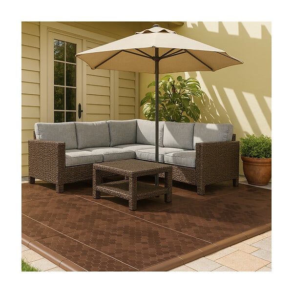 INTEC - Lot de 6 Dalles de sol Clipsables Marron Taupe 116x76x3cm Polypropylène Revêtement de Sol Modulable 4.61m2 INTEC - large