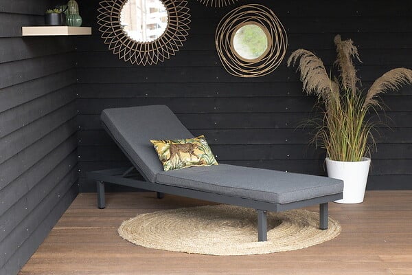 CHALET & JARDIN - Bain de soleil Aveiro en aluminium - matelas en polyester - Anthracite - large