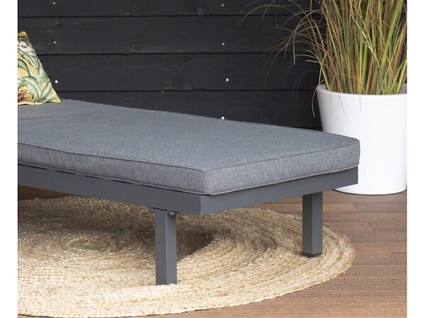 CHALET & JARDIN - Bain de soleil Aveiro en aluminium - matelas en polyester - Anthracite - large