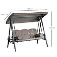 OUTSUNNY - Balancelle de jardin 3 places grand confort toit inclinaison réglable coussins plateaux rétractables polyester filé marron - vignette