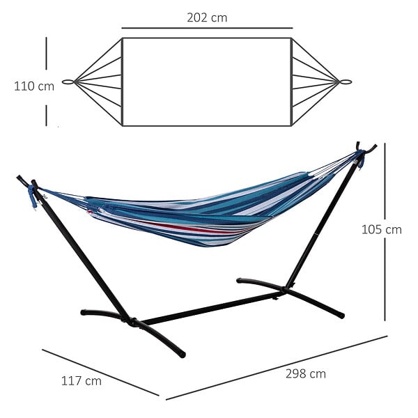 OUTSUNNY - Hamac de jardin avec support en métal époxy hamac sur pied 1 place charge max. 120 Kg sac transport multicolore - large