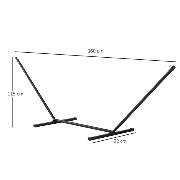 OUTSUNNY - Support pied de hamac structure robuste métal époxy noir dim. 3,60L x 0,92l x 1,15H m - large
