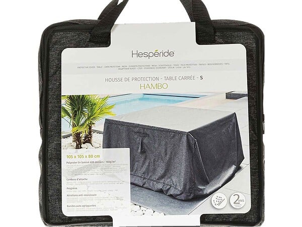 HESPERIDE - Housse pour table extérieure carré Hambo S gris - 105 x 105 x 80 cm - Hespéride - large