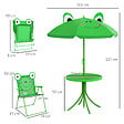 OUTSUNNY - Ensemble salon de jardin enfant 4 pcs design grenouille - table ronde + 2 chaises pliables + parasol - métal époxy oxford vert - vignette