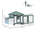 PAWHUT - Poulailler cottage multi-équipement perchoir rampe pondoir enclos tiroir à déjection 196L x 76l x 97H cm bois massif pin vert blanc - vignette