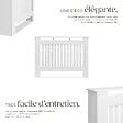 TECTAKE - Cache-radiateur VILA design à lattes avec étagère blanc - vignette