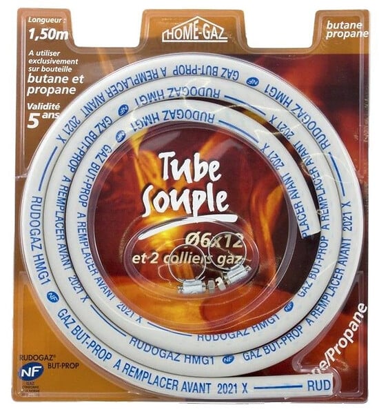 PROWELTEK - Kit connexion gaz Détendeur propane 37 mbar +Tuyau gaz souple 1.50m + embout tétine - large