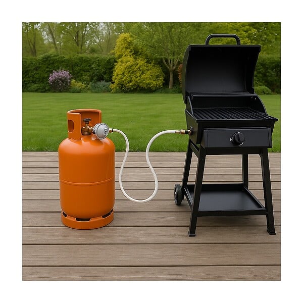 KEMPER - Tuyau Gaz Souple 2 mètres + Détendeur Propane Quick-On Valve 27mm Pack Flexible Gaz Pour Barbecue, Plancha Chauffage KEMPER - large