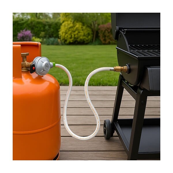KEMPER - Tuyau Gaz Souple 2 mètres + Détendeur Propane Quick-On Valve 27mm Pack Flexible Gaz Pour Barbecue, Plancha Chauffage KEMPER - large
