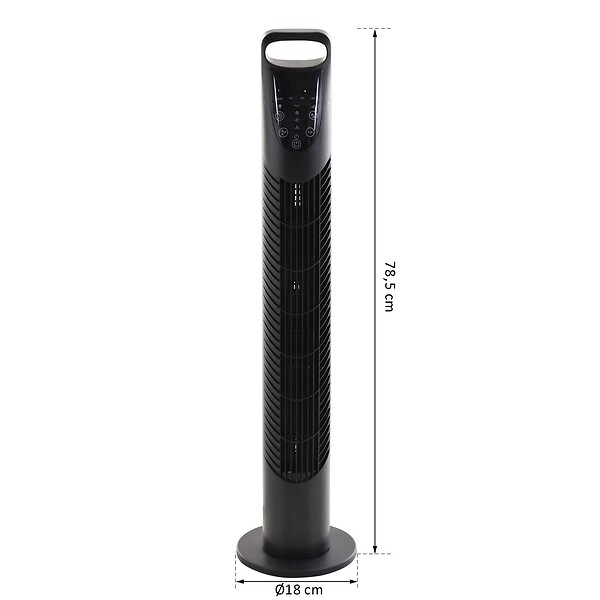 HOMCOM - Ventilateur colonne tour oscillant silencieux 40 W télécommande panneau contrôle tactile 3 vitesses Ø 18 x 78H cm noir - large