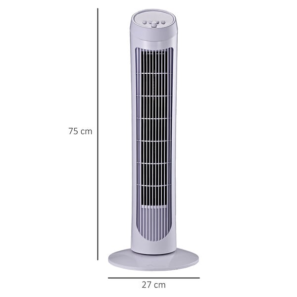 HOMCOM - HOMCOM Ventilateur colonne tour oscillant silencieux 45 W 3 vitesses 27L x 27l x 75H cm blanc - large