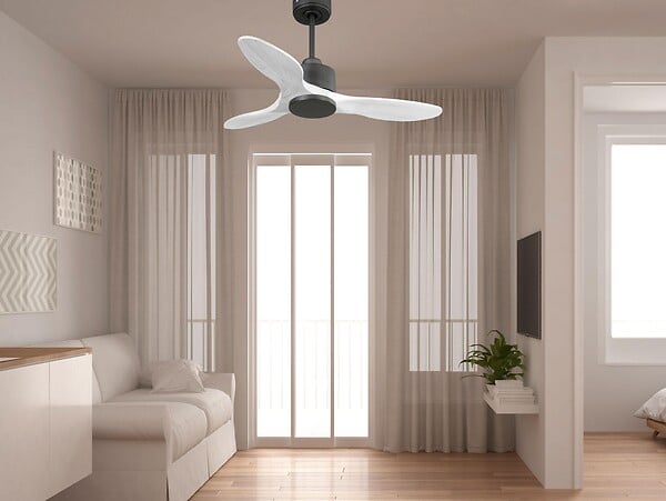 PURLINE - Ventilateur de plafond Réversible  Thermostat Wifi Moteur à courant continu Toits en pente Télécommande Hypersilence Mémoire Shopify Vendible (AUTOMATIQUE) - large