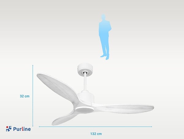 PURLINE - Ventilateur de plafond Réversible  Thermostat Wifi Moteur à courant continu Toits en pente Télécommande Hypersilence Mémoire - large
