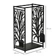 HOMCOM - Serviteur de cheminée arbre - porte bûches - range bûches multi accessoires étagère 46L x 29l x 70H cm acier noir - vignette