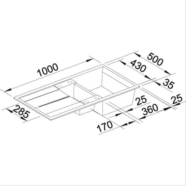 BLANCO - Evier à Encastrer 60cm Manuel Gris/noire Avec Siphon - 513239 - large