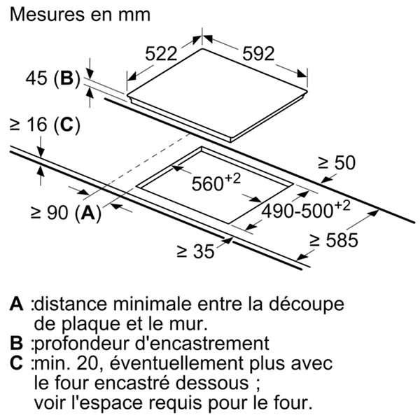 BOSCH - table de cuisson vitrocéramique 60cm 3 feux 5700w noir - PKK611BB8E - large