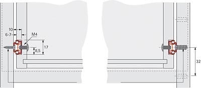 HETTICH - Paire de coulisses à billes KA 1730 HETTICH - Rainure 17 mm - L.350 mm - Acier zingué - Pour tiroir 220 à 355 mm - 71835 - large