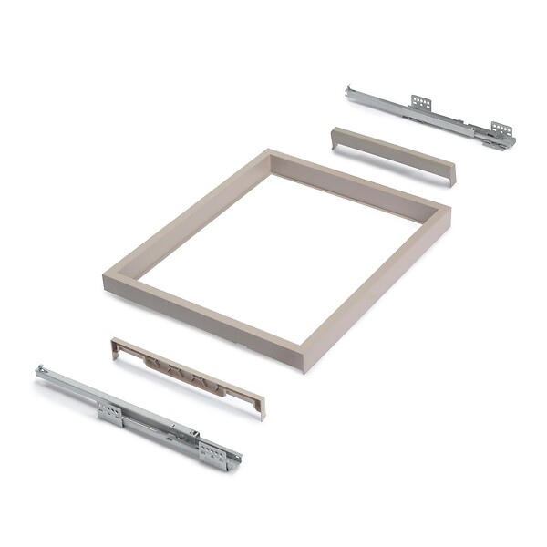 EMUCA - tiroir Extérieur Vertex 40kg côtés en verre 93mm de haut, 450mm de profondeur, Acier & Aluminium et Verre, Gris Anthracite - large