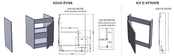 NEOVA - Meuble lave-vaisselle SIM avec jambage 1 porte L 1200mm - NÉOVA - S15V01057 - large