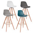 ID MARKET - Lot de 4 tabourets de bar SARA mix color gris foncé, gris clair, blanc et bleu canard - vignette
