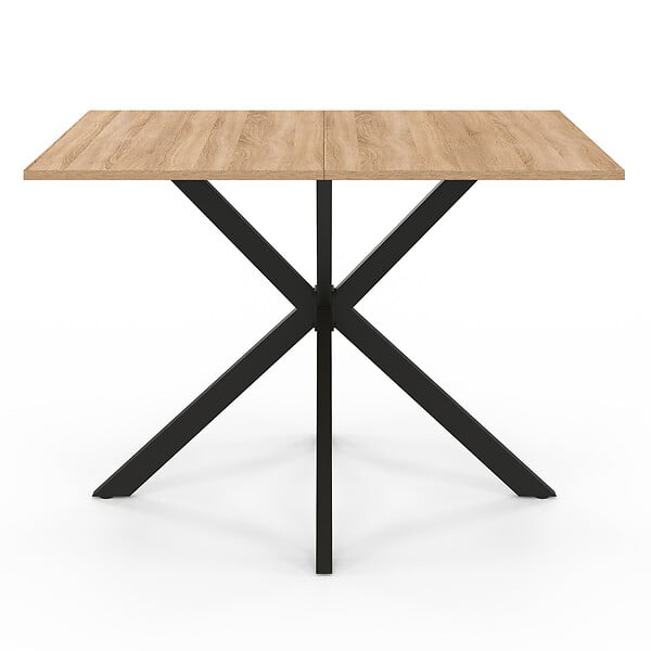 ID MARKET - Table à manger rectangle ALIX 6 personnes pied araignée bois et noir 110 cm - large