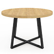 ID MARKET - Table à manger fixe ronde SELMA 4-6 personnes bois et noir 110 cm - vignette