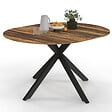 ID MARKET - Table à manger extensible ronde ALIX 4-8 personnes pied araignée noir et plateau bois foncé HAWKINS 110-150 cm - vignette