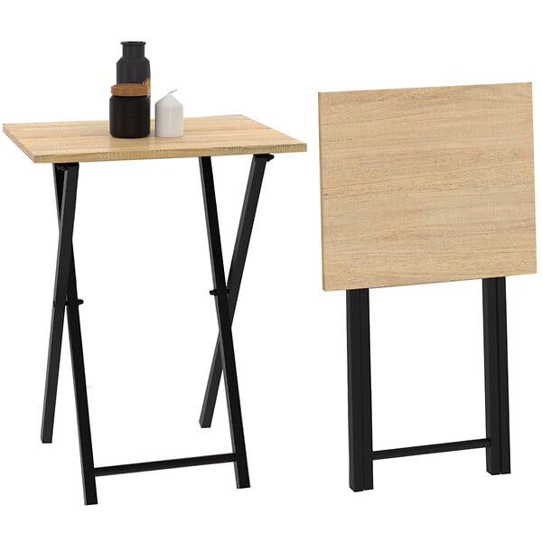 ID MARKET - Lot de 2 tables d'appoint pliantes DETROIT design industriel - large