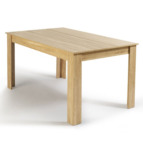 ID MARKET - Table à manger rectangle GEORGIA 6 personnes imitation hêtre 140 x 80 cm - large