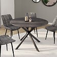 ID MARKET - Table à manger ronde JASPE 6 personnes plateau effet béton pied araignée gris anthracite 110 cm - vignette