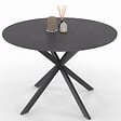 ID MARKET - Table à manger ronde JASPE 6 personnes plateau effet béton pied araignée gris anthracite 110 cm - vignette