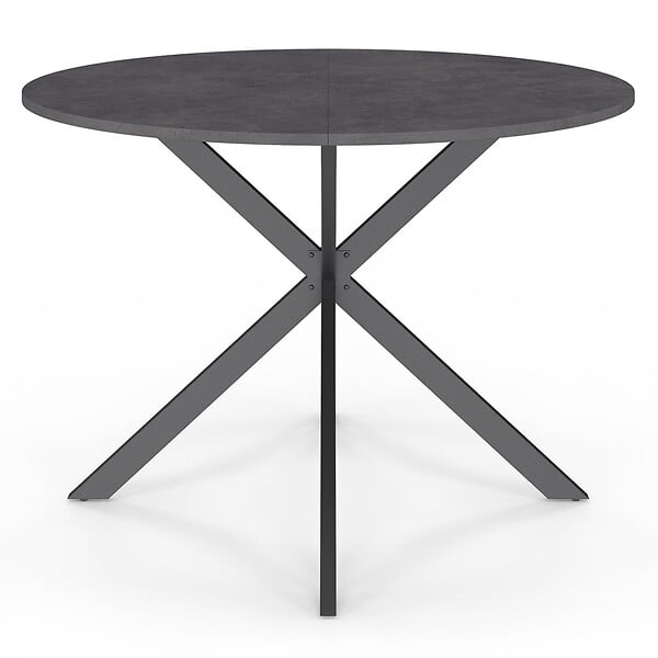 ID MARKET - Table à manger ronde JASPE 6 personnes plateau effet béton pied araignée gris anthracite 110 cm - large