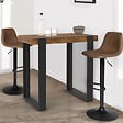 ID MARKET - Table haute de bar PHOENIX bois foncé effet vieilli et noir 90 cm - vignette