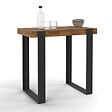 ID MARKET - Table haute de bar PHOENIX bois foncé effet vieilli et noir 90 cm - vignette