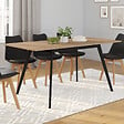 ID MARKET - Table scandinave extensible rectangle INGA 4-8 personnes plateau bois pieds noirs 110-150 cm - vignette