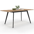 ID MARKET - Table scandinave extensible rectangle INGA 4-8 personnes plateau bois pieds noirs 110-150 cm - vignette