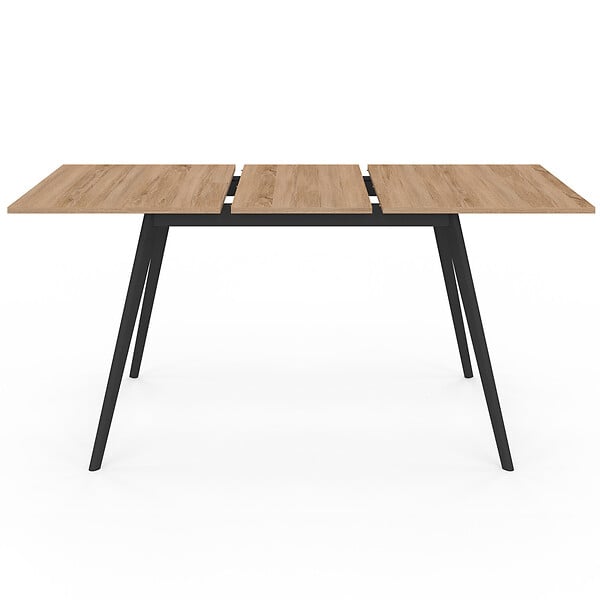 ID MARKET - Table scandinave extensible rectangle INGA 4-8 personnes plateau bois pieds noirs 110-150 cm - large