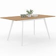 ID MARKET - Table scandinave extensible rectangle INGA 4-8 personnes plateau bois pieds blancs 110-150 cm - vignette