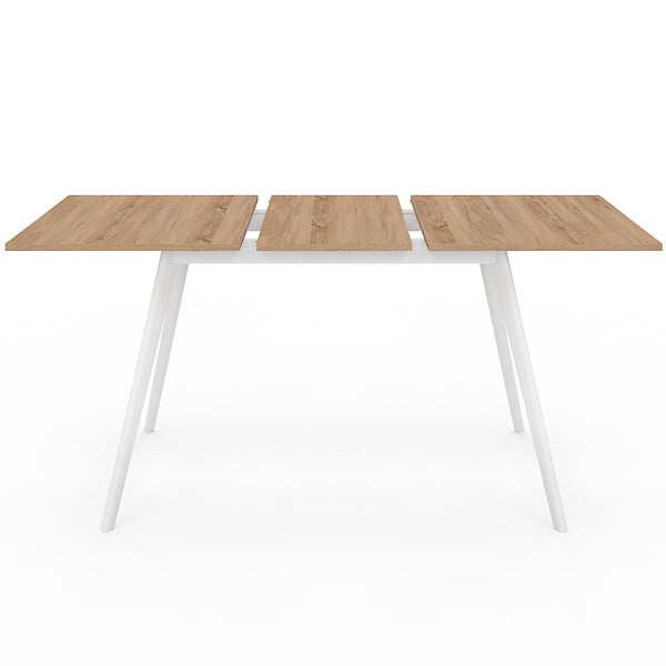 ID MARKET - Table scandinave extensible rectangle INGA 4-8 personnes plateau bois pieds blancs 110-150 cm - large