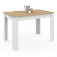 ID MARKET - Table à manger rectangle ROZY 4 personnes blanc plateau façon hêtre 110 cm - vignette