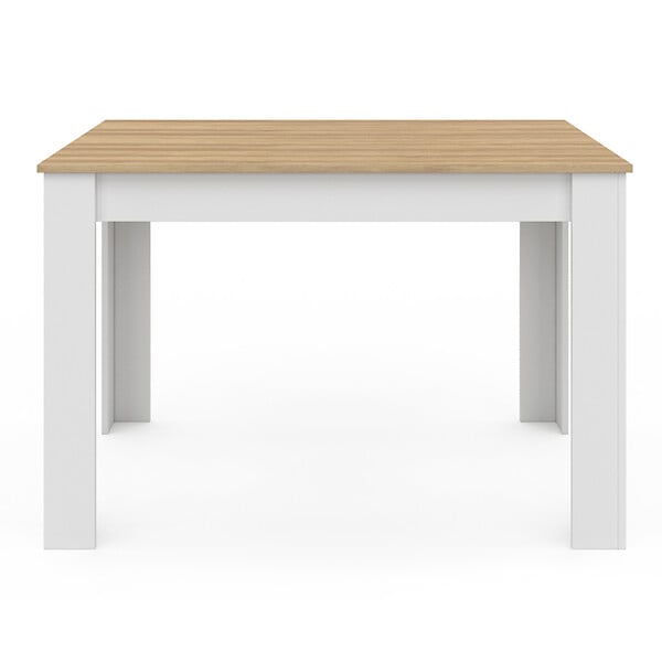 ID MARKET - Table à manger rectangle ROZY 4 personnes blanc plateau façon hêtre 110 cm - large