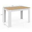 ID MARKET - Table à manger rectangle ROZY 4 personnes blanc plateau façon hêtre 110 cm - vignette