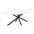 ID MARKET - Table à manger ovale ALIX 10 personnes pied araignée noir et plateau effet marbre blanc ALASKA 200 cm - vignette