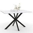 ID MARKET - Table à manger rectangle ALIX 6 personnes pied araignée noir et plateau effet marbre blanc ALASKA 110 cm - vignette