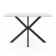 ID MARKET - Table à manger rectangle ALIX 6 personnes pied araignée noir et plateau effet marbre blanc ALASKA 110 cm - vignette