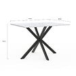 ID MARKET - Table à manger rectangle ALIX 6 personnes pied araignée noir et plateau effet marbre blanc ALASKA 110 cm - vignette