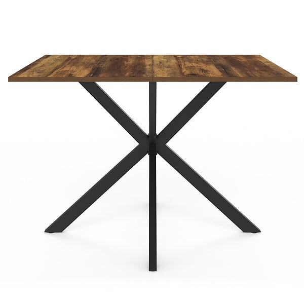 ID MARKET - Table à manger rectangle ALIX 6 personnes pied araignée noir et plateau bois foncé HAWKINS 110 cm - large