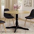 ID MARKET - Table à manger ronde MARIE 4-6 personnes bois façon hêtre et noir 110 cm - vignette