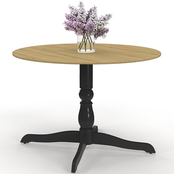 ID MARKET - Table à manger ronde MARIE 4-6 personnes bois façon hêtre et noir 110 cm - large